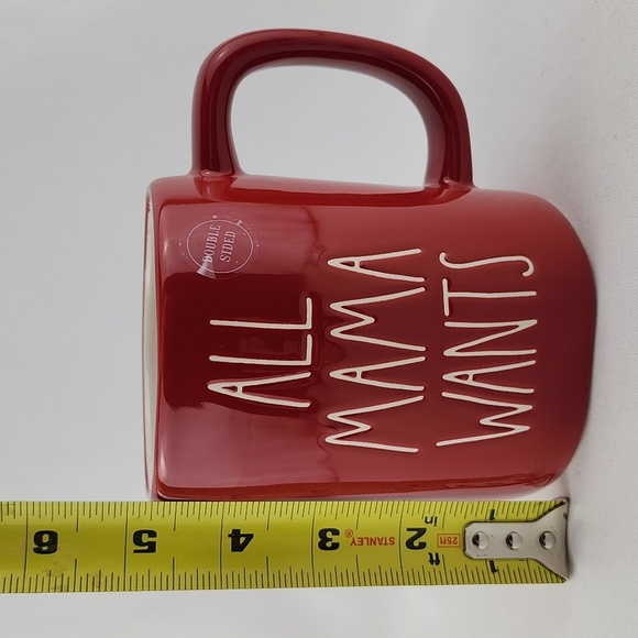Rae Dunn Double Sided Mug Red ALL MAMA WANTS IS A SILENT NIGHT White Lrg Letters - Picture 10 of 11